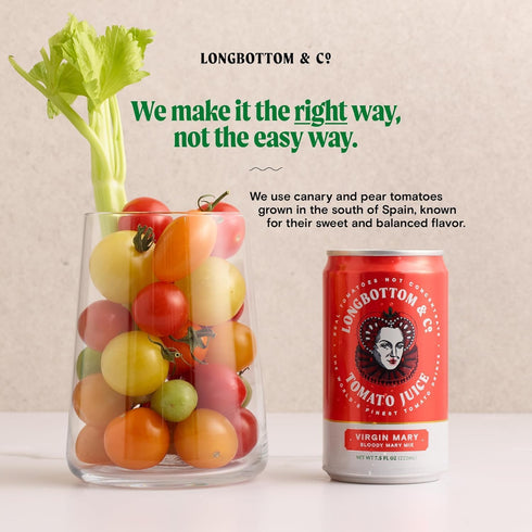 (4 Pack) 7.5 Oz Longbottom & Co. Virgin Bloody Mary Mix Tomato Juice | Premium Cocktail Mixer Made with Fresh Pressed