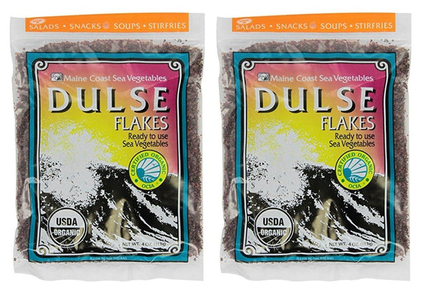 TESTEL Dulse Flakes - Certified Organic- Sea Vegetables, washed, Pure Vegan- Maine Coast
