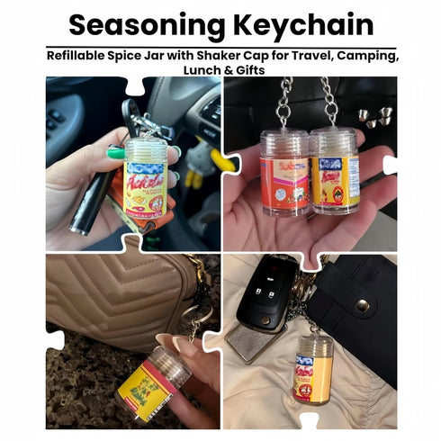 Generic 1.8in Mini Chili Lime Seasoning Keychain Bottle Refillable Travel Spice Jar with Shaker Cap Compact Container