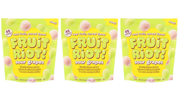 generic -Fruit Riot Candy Frozen Sour Grapes, 8 OZ -3 Pack
