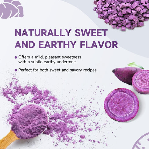8oz (227g) 100% Soeos Purple Sweet Potato Powder, - Natural, Vibrant for Smoothies, Baking & Cooking, Resealable Bag