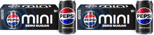 Pepsi Zero Sugar Soda, 7.5 Ounce Mini Cans, (Two packs of 10)
