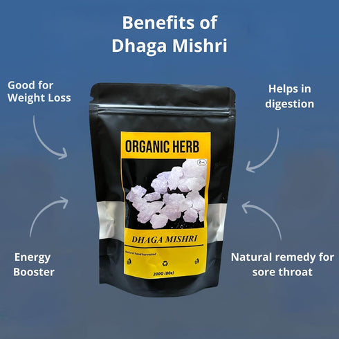 Generic (500, Organic Herb Dhaga Mishri, Rock Sugar Crystals, Sugar Crystals, Mishri Dana, Thread Crystals, Kuja