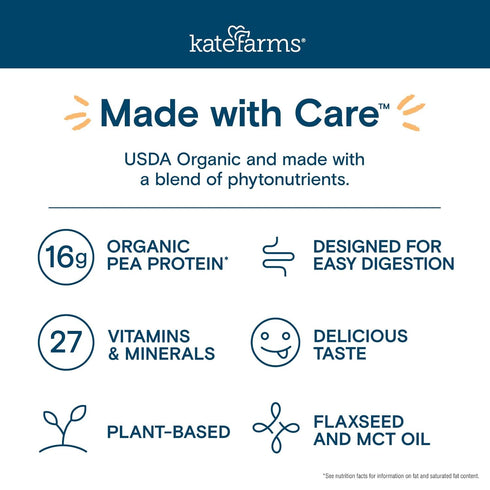 1.2 16g 27 8.45 oz (6 Pack) KATE FARMS Organic Glucose Support Shake, Vanilla, Protein, Vitamins and Minerals, Meal