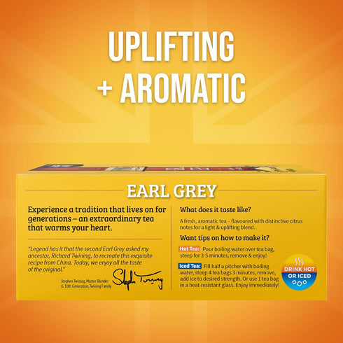 100 Count (Pack 1), 100 Twinings Earl Grey Black Tea Individually Wrapped Bags, of Flavoured with Citrus & Bergamot