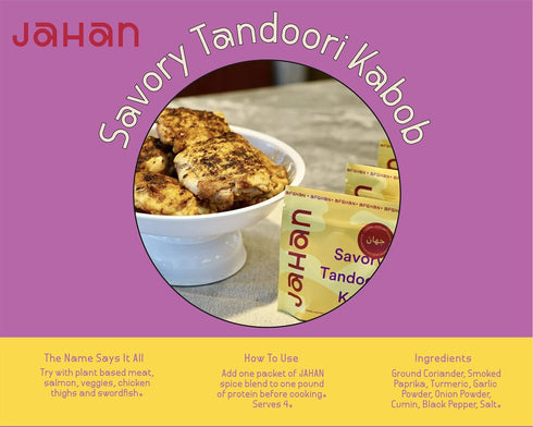 Jahan Afghan Savory Tandoori Kabob Spice Blend, Flavorful Blends for Easy Home Cooking, 3 oz