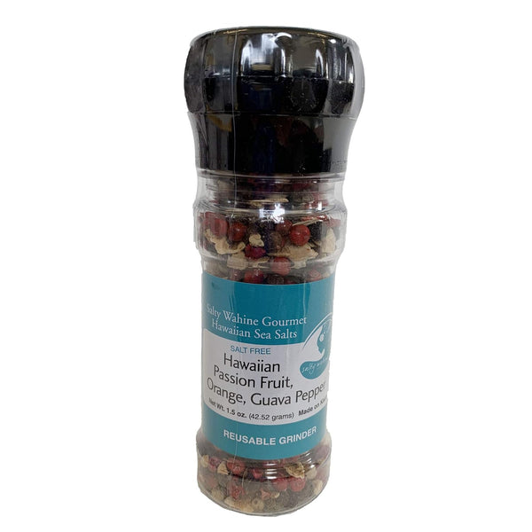 Salty Wahine Gourmet Hawaiian Sea Salts, Hawaiian Passionfruit, Orange, Guava Pepper, Grinder