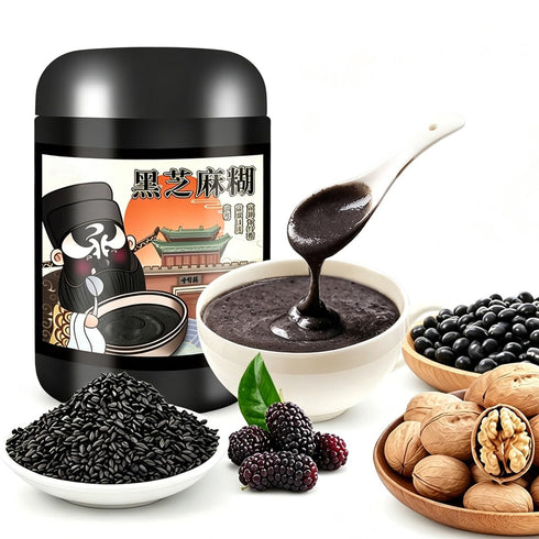 xapuo Black Sesame Paste Instant Meal 500g Jar, 7 Ingredients, Ready With Hot