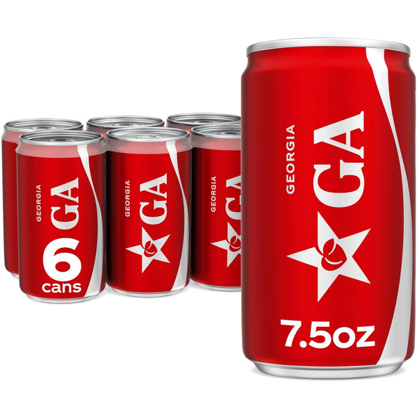 Coca-Cola Soda Soft Drink Mini Cans, 7.5 fl oz, 6 Pack