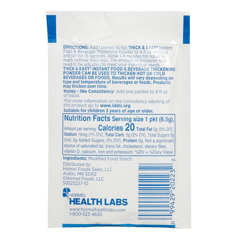 Thick & Easy 6.5 Packet 100 Food & Drink Thickener Unflavored Gram Ct
