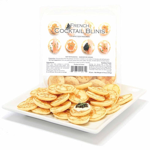 French Cocktail Blinis for Caviar - Frozen Appetizer Pancakes for Specialty Foods