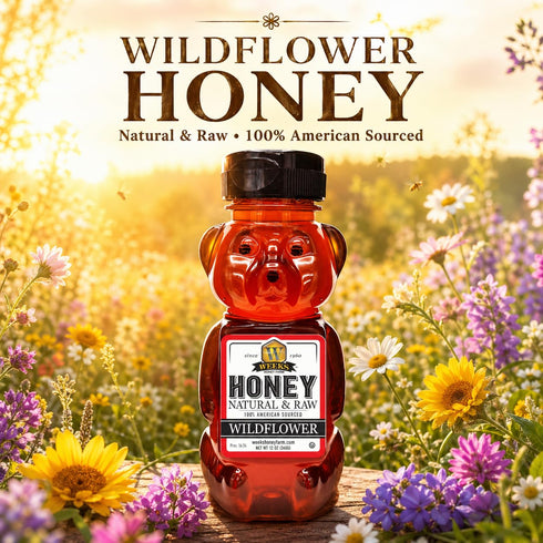 (12 oz) Weeks Honey Farm Wildflower Honey - Pure, Raw, Unfiltered, Gluten Free, Kosher, and Rich in Nutrients