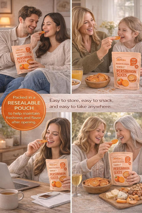Persimmon Vitamin-Packed 16 Whitney Jordan Naturals, Sweet Air-Dried Slices - Ready to Snack, No Added Sugar, Non-GMO