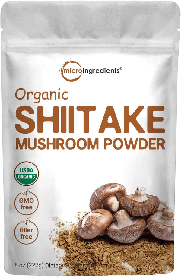 Micro Ingredients Organic Shiitake Mushroom Powder, 8 oz Culinary Superfood for Cooking, Soups & Sauces
