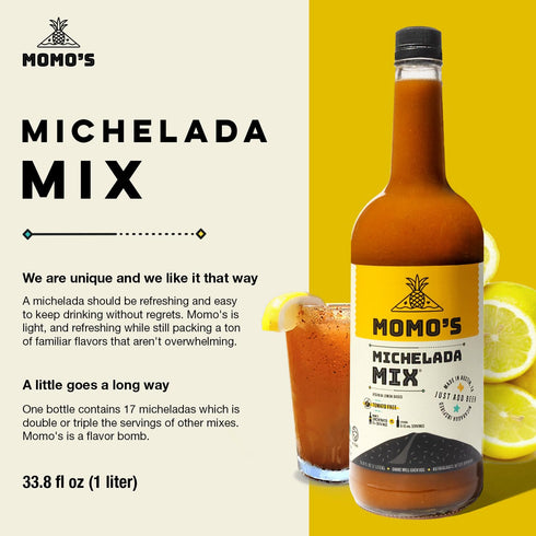 Pack 1 (33.8 Oz) Momo's Michelada Mix - Tomato-Free, Vegan, Lemon-Based, Central American-Inspired Refreshing Fiesta