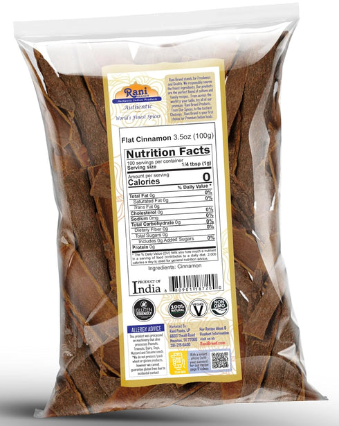 Rani Desi (Dalchini) Flat Cinnamon 3.5oz (100g) ~ All Natural | Vegan | Gluten Friendly | Non-GMO | Indian Origin