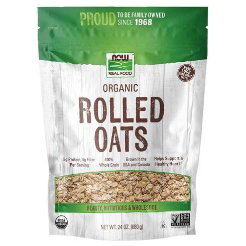 NOW Foods, Organic Rolled Oats, Source of Fiber, Protein and Iron, 100%