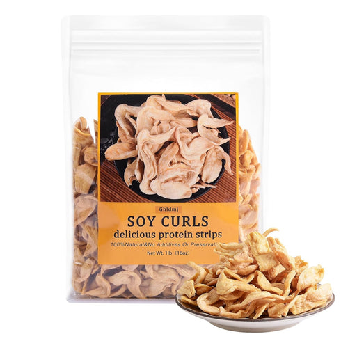 Premium Soy Curls 1lb(453g) No Additives High-Protein Gluten-Free Soy Beans Strips Vegan
