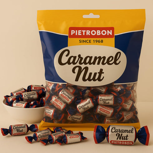 21oz 1.3lb Cashew Nut Caramel Candy Premium Milk Caramel with Nuts, Individually Wrapped Gourmet, Snacks, Retro Sweets