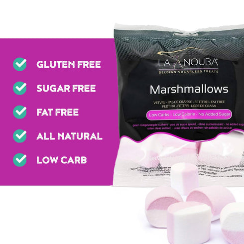 2 Pack (2.7 oz La Nouba Sugar Free Marshmallows, Keto Friendly, Zero Sugar, Low Carb, Perfect for Smores, Hot Chocolate