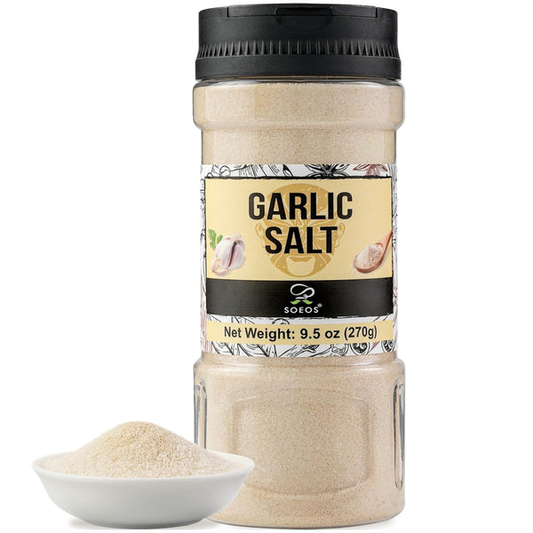 Soeos Garlic Salt 9.5 Ounce(270g), Garlic Salt Seasoning, Non GMO, Gluten Free,