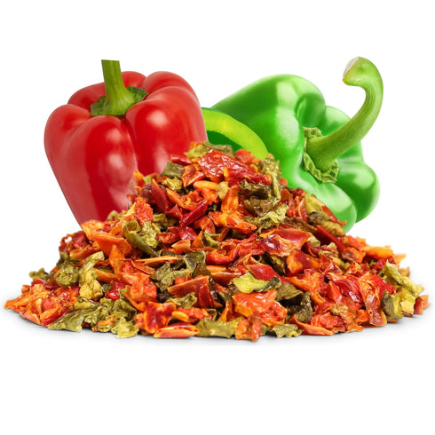 16 Oz (1 lb) Dehydrated Dried Red and Green Bell Peppers Mix by It's Delish, Jumbo Reusable Container | Bulk Mixed Bell