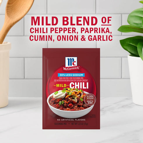 30% 1.25 Oz McCormick, Less Sodium Mild Chili Seasoning Mix