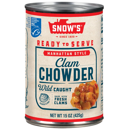 Snow's Manhattan Clam Chowder, 15 oz Can - 11g Protein per Serving
