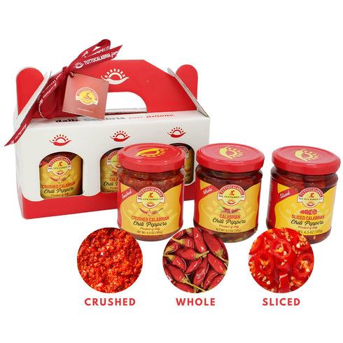 Set, 3 Pack, Set (3 Pack 6.5oz) TUTTOCALABRIA Gift Variety Crushed, Sliced, Calabrian Chili Pepper Gift X Non GMO