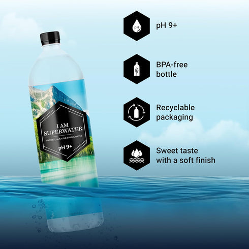 I am Superwater 9+ 1000ml 12 Alkaline Water pH - bottles
