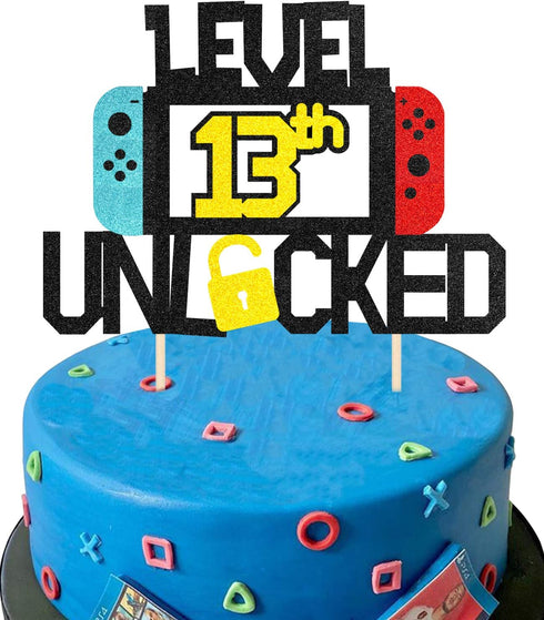 Level 13th Cake Topper for Video Game Theme Birthday Anniversary Celebration