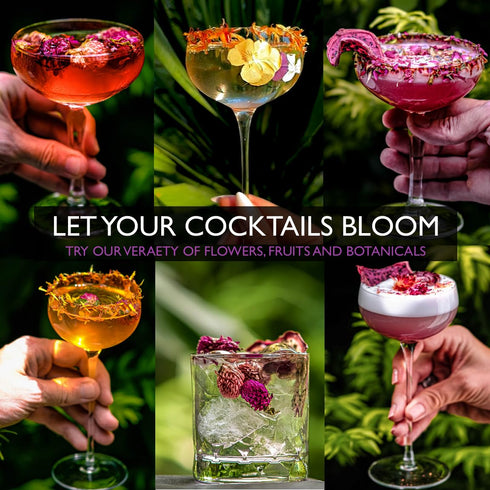 Set MILLIN Cocktail Garnish Gift Edible Flowers & Dehydrated Fruits | Premium Bar Accessories | Unique Gift for Her |