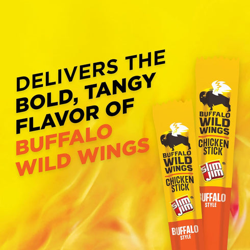 7g 0.28 oz. (14 Count) Slim Jim Chicken Sticks, Buffalo Wild Wings Buffalo Style, Protein per Serving, Snack Size
