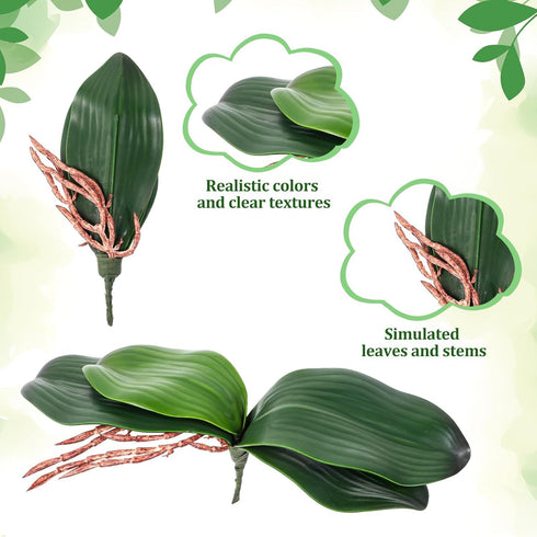 DPWOUM 1 8 InchOrchid piece Green Faux Orchid Leaves Leaves Leaves Real Touch Phalaenopsis Stems Faux Cymbidium Flower