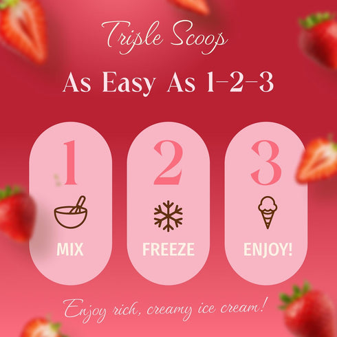 5 2 (1 Pack, Triple Scoop - Premium Strawberry Ice Cream Mix For Ice Cream Maker. Simple, Easy, Delicious. From Gourmet