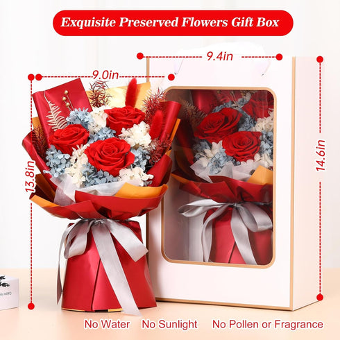 Jtoder Forever Flowers for Delivery, Preserved Flower Bouquets, Long Lasting Red Roses, Gifts Bouquet for Mother Wife