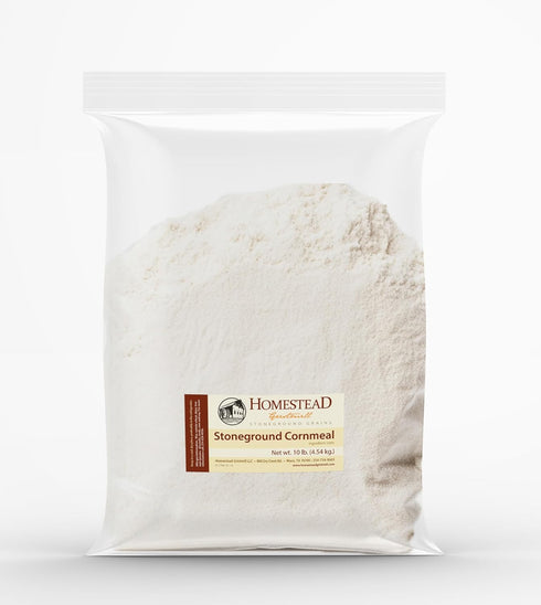 Homestead Gristmill Stone Ground White Cornmeal - Non-GMO, Chemical-Free Finely Ground Corn
