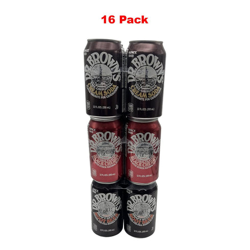JDS Toy Store (18 Pack): 6 6 6 12oz Dr. Browns Soda Black Cherry, Root Beer, Cream Soda cans