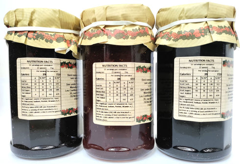 Les Confitures la Ancienne 9.5 Oz Artisanal French Jams Berry Variety | Wild Blueberry, Wild Strawberry and Blackberry
