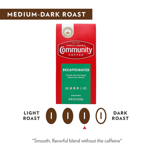 Community 23 Packed, 23 (Pack 1) Coffee Decaffeinated Medium-Dark Roast Ounce Ground Coffee, Vacuum Ounce Bag