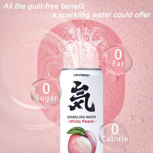 24 0 0 11.16 oz, Pack 24 CHI FOREST White Peach Sparkling Water Cans, Flavored SparklingWater, Sugar and Calorie