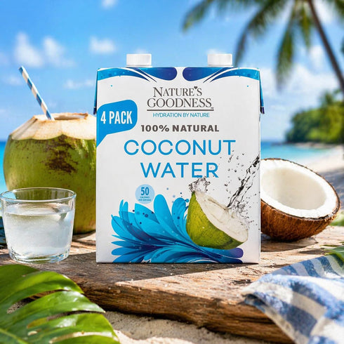 12 Pack 134.4 Oz (12 330 ml) Nature's Goodness Coconut Water No Sugar Added - Unsweetened, Fat Free, Plant-Based