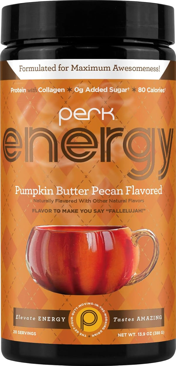 Perk Energy Drink Mix (Pumpkin Butter Pecan) 20 Servings - Caffeinated Healthy