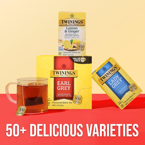100 Count (Pack 1), 100 Twinings Earl Grey Black Tea Individually Wrapped Bags, of Flavoured with Citrus & Bergamot