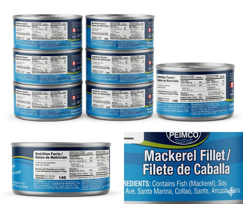 Generic 5.3 oz, Pack 8 Campomar Mackerel Fillet in Vegetable Oil, Product of Peru, of Cans