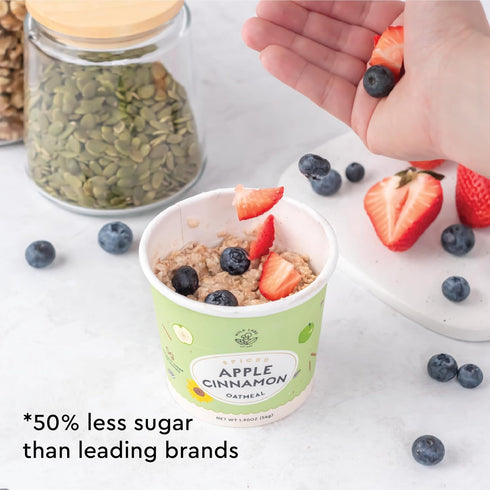 6 Pack Mylk Labs Apple Cinnamon Protein Oatmeal Cups, Whole Grain, Low Sugar, High Fiber Breakfast with Superfoods