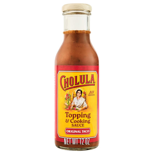 12 oz (Pack 6) Cholula Topping & Cooking Sauce, Original Taco, Medium Heat, For Tacos, Quesadillas, Carnitas, Eggs