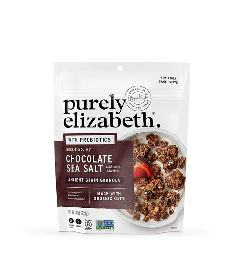 Purely Elizabeth Chocolate Sea Salt Ancient Grain Granola, Gluten-Free, Non-GMO, 8oz Bag