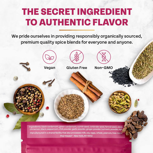 Moji Masala Indian Spice Kits, Rogan Josh Masala Blend, Authentic Indian Seasoning Sets, 2-Packs Serve 10-12.