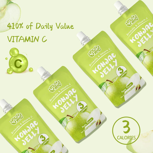 20 Packs, (3 0 VOLO VERO Konjac Jelly Squeeze Pouch Healthy Snacks, Low Calories Kcal), Drinkable, Sugar, Gluten Free